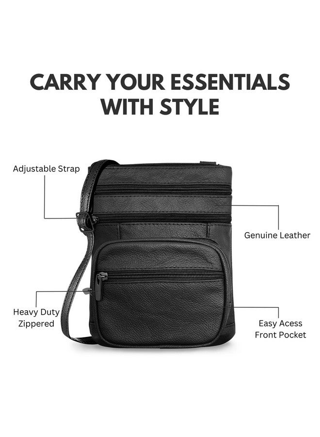 Ciana Genuine Leather Cross Body Bags Purse For Women Purses Women'S Shoulder Sling Handbags Soft Purse For Travel Sports Running Hiking (Black) - Image 5