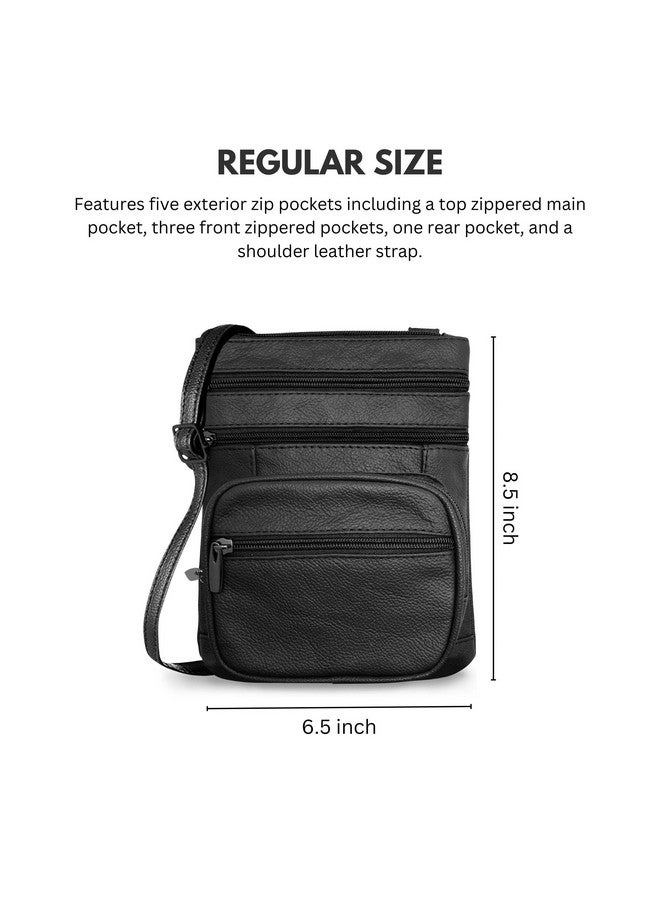 Ciana Genuine Leather Cross Body Bags Purse For Women Purses Women'S Shoulder Sling Handbags Soft Purse For Travel Sports Running Hiking (Black) - Image 2