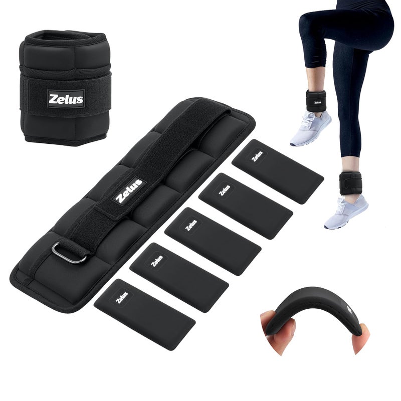 ZELUS 1 Pair Adjustable Ankle Weights, 5-10 lb Z-Fit Ankle Weights for Women Men, Ultra Thin Leg Weights for Women with Adjustable Straps, 1-5 lb per Arm Weight for Gym Home Yoga Jogging Walking - Image 1