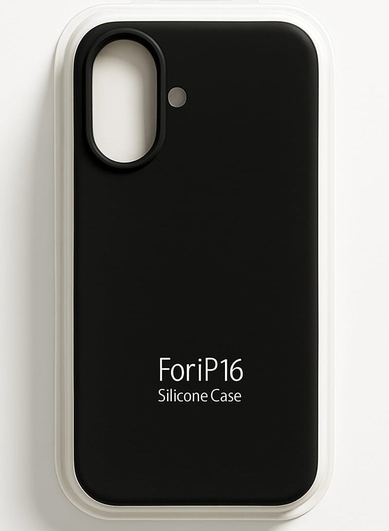 For iPhone 16 Silicone Case – Slim Shockproof Protective Back Cover, Soft & Lightweight, Black - Image 1
