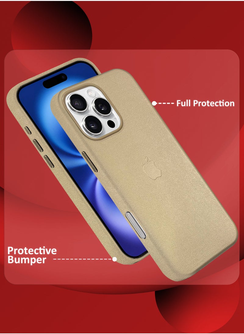 CATANES (for Apple iPhone 16 Pro Max) 2Packs, Leather Case Compatible with Magsafe Anti-Scratch Leather Case Shockproof Drop Proof Protective Slim Case with 3D Screen Protector - Gold  - Image 5
