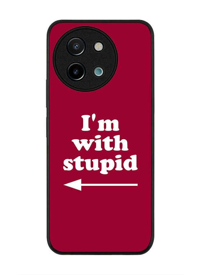 Stylizedd Rugged Black edge case for Vivo Y38 / Vivo Y58 / Vivo Y200i /Vivo T3x, Slim fit Soft Case Flexible Anti Drop TPU Gel Thin Cover - I'm with stupid - Image 1