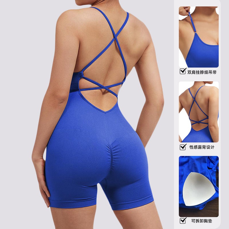 Seamless Peach Butt Jumpsuit Fitness Wear Without Embarrassing Lines Sports Beautiful Back Jumpsuit Yoga Wear - Image 3