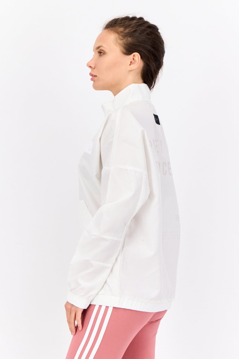 Adidas جاكيت رياضي نسائي بأكمام طويلة من أديداس × بارلي، أبيض - Image 3