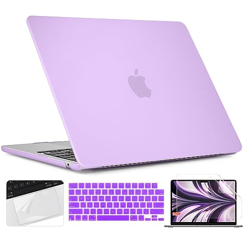 TWOLSKOO Compatible with MacBook Air 13 inch Case M5 2026 M4 2025 M3 M2 2024-2022 A3449 A3240 A3113 A2681, Plastic Hard Shell & Keyboard Cover & Screen Film for MacBook Air 13.6 inch, Purple - Image 1