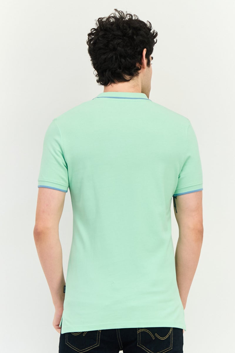 JACK & JONES Men Regular Fit Short Sleeve Brand Logo Polo Shirt, Light Green - Image 2