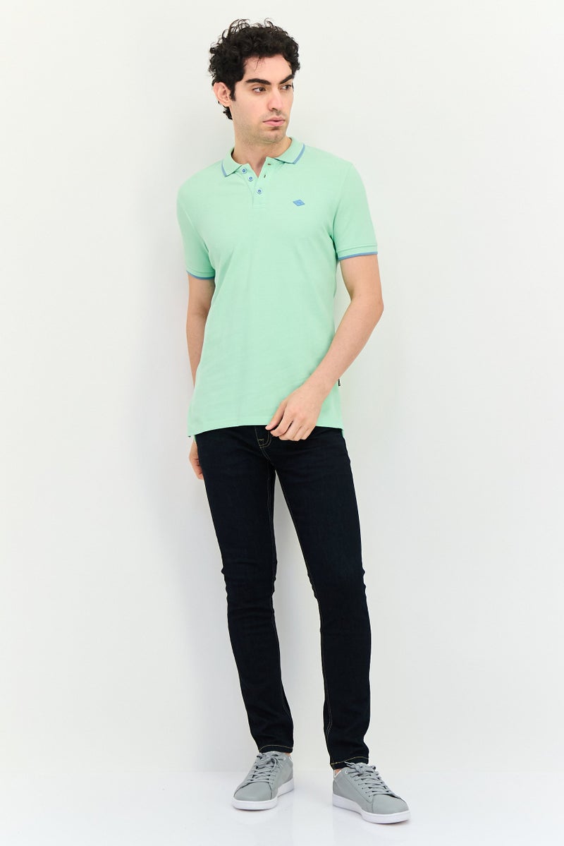 JACK & JONES Men Regular Fit Short Sleeve Brand Logo Polo Shirt, Light Green - Image 3