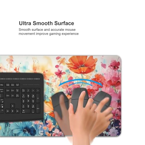 KOBWOPI 35.4 x 15.7 in, Waterproof XXL Large Mouse Pad for Desk, Extended Keyboard Mouse Mat for Computer Office, Big Laptop Mouse pad, Gaming Pc-Colorful Flowers - Image 5