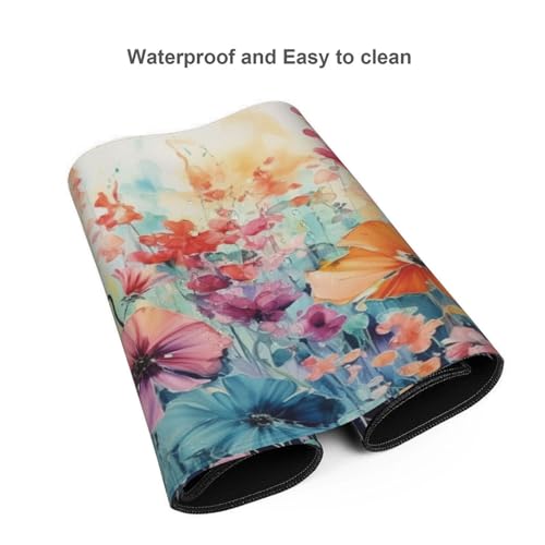 KOBWOPI 35.4 x 15.7 in, Waterproof XXL Large Mouse Pad for Desk, Extended Keyboard Mouse Mat for Computer Office, Big Laptop Mouse pad, Gaming Pc-Colorful Flowers - Image 4