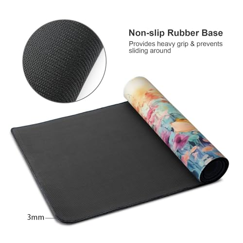 KOBWOPI 35.4 x 15.7 in, Waterproof XXL Large Mouse Pad for Desk, Extended Keyboard Mouse Mat for Computer Office, Big Laptop Mouse pad, Gaming Pc-Colorful Flowers - Image 3