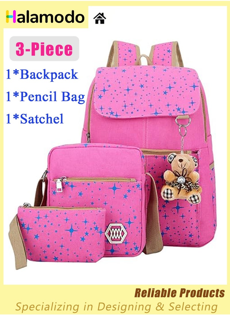 Generic - 3PCS School Backpack Set, Portable Casual Daypack for Boys Girls, Students Shoulder Bag, Laptop Backpack, with Sling Crossbody Bag and Storage Bag, Book Bags, for School College Office Travel - Image 1