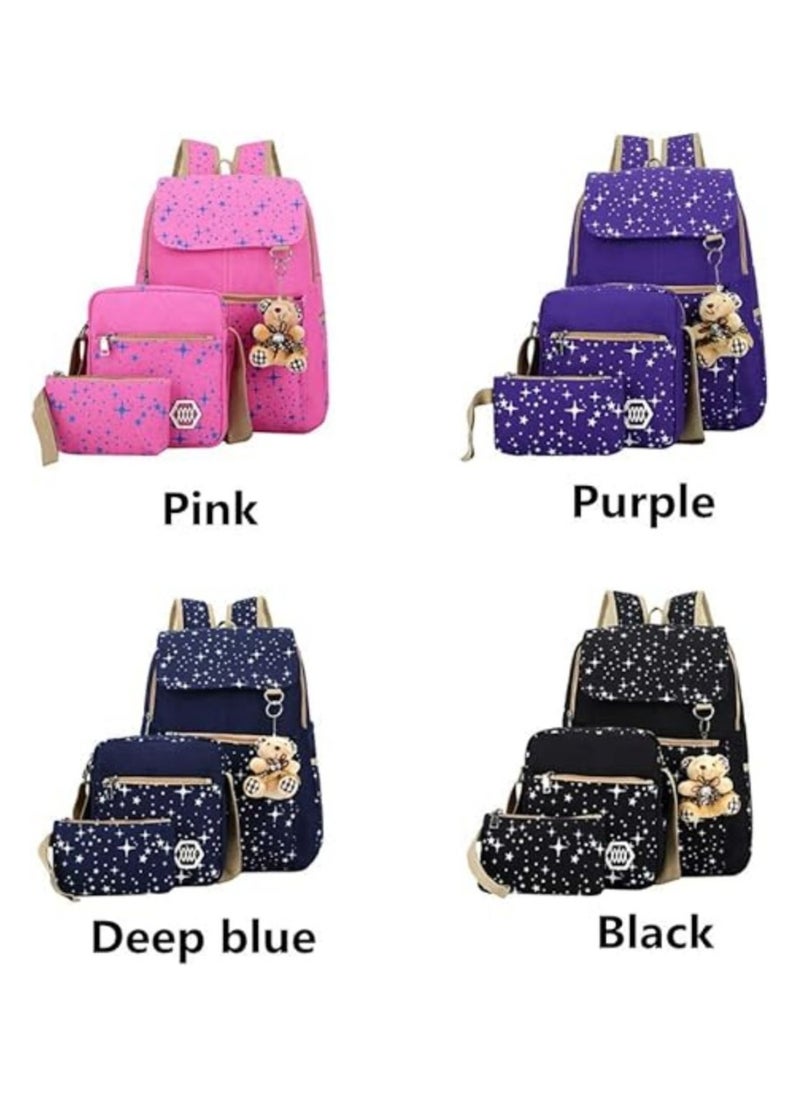 Generic - 3PCS School Backpack Set, Portable Casual Daypack for Boys Girls, Students Shoulder Bag, Laptop Backpack, with Sling Crossbody Bag and Storage Bag, Book Bags, for School College Office Travel - Image 1