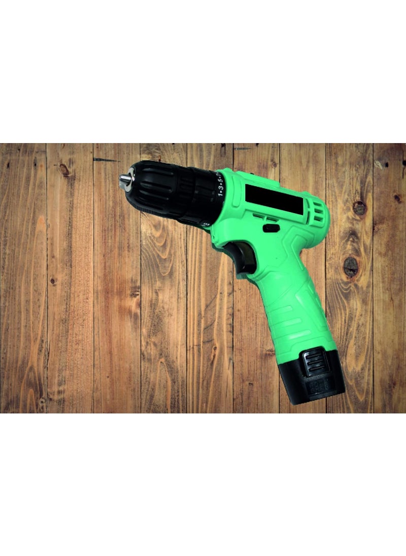 DRONA - DRONA MultiFunction Drill Plastic Cordless Drill Screw Driver 10mm with Batteries Two Speed Control LED Light Guided Keyless Chuck Reverse Forward Motion 12V LithiumIon With PH Bit set - Image 1