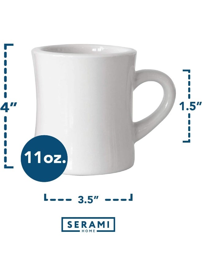 Serami Classic Super White Diner Mugs for Coffee with 11oz Capacity, Set of 4 - Image 2