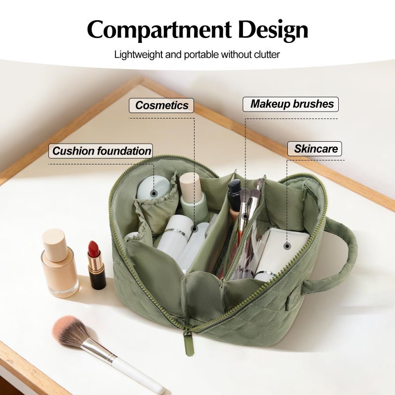 honitty Makeup Bag, Quilted Makeup Bag, Puffy Travel Make up Bags, Cosmetic Organizer Bag, Waterproof Toiletry Bag for Women - Image 3