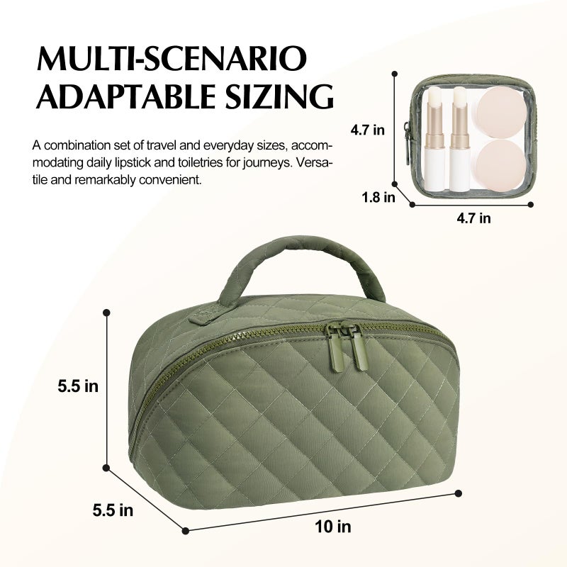 honitty Makeup Bag, Quilted Makeup Bag, Puffy Travel Make up Bags, Cosmetic Organizer Bag, Waterproof Toiletry Bag for Women - Image 2