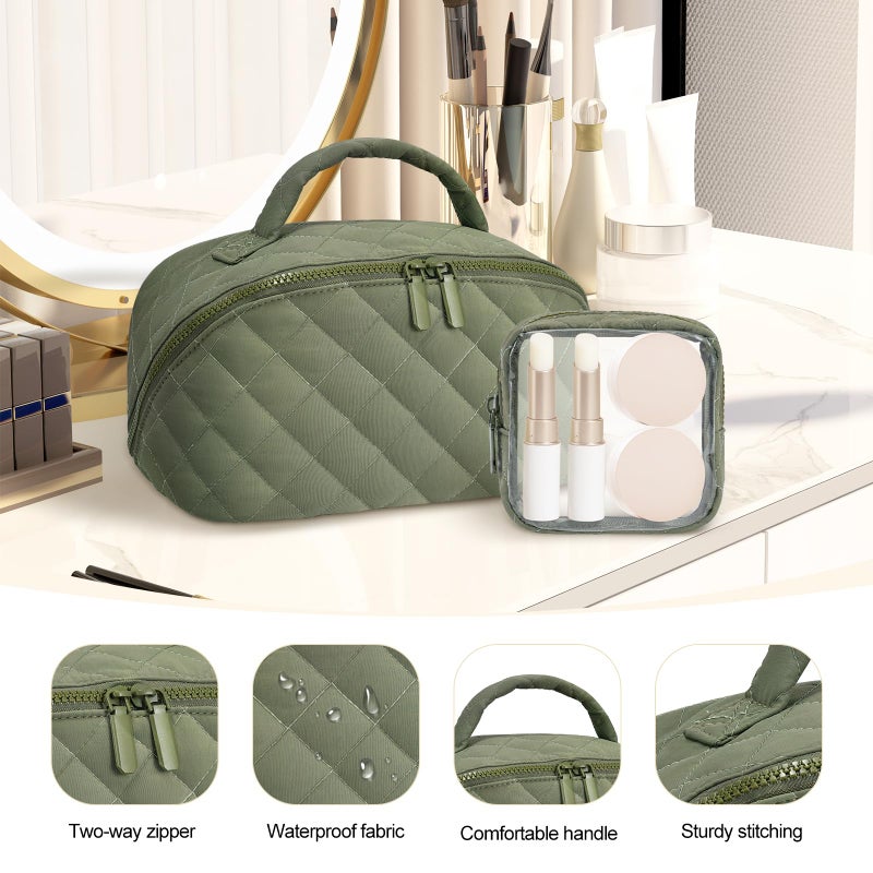 honitty Makeup Bag, Quilted Makeup Bag, Puffy Travel Make up Bags, Cosmetic Organizer Bag, Waterproof Toiletry Bag for Women - Image 4