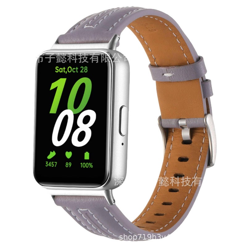 سوار ساعة ذكية سوار جلدي كلاسيكي متوافق مع Samsung Galaxy Watch بملاءمة قابلة للتعديل وحزام بديل باللون بني قابل للتعديل - Image 3