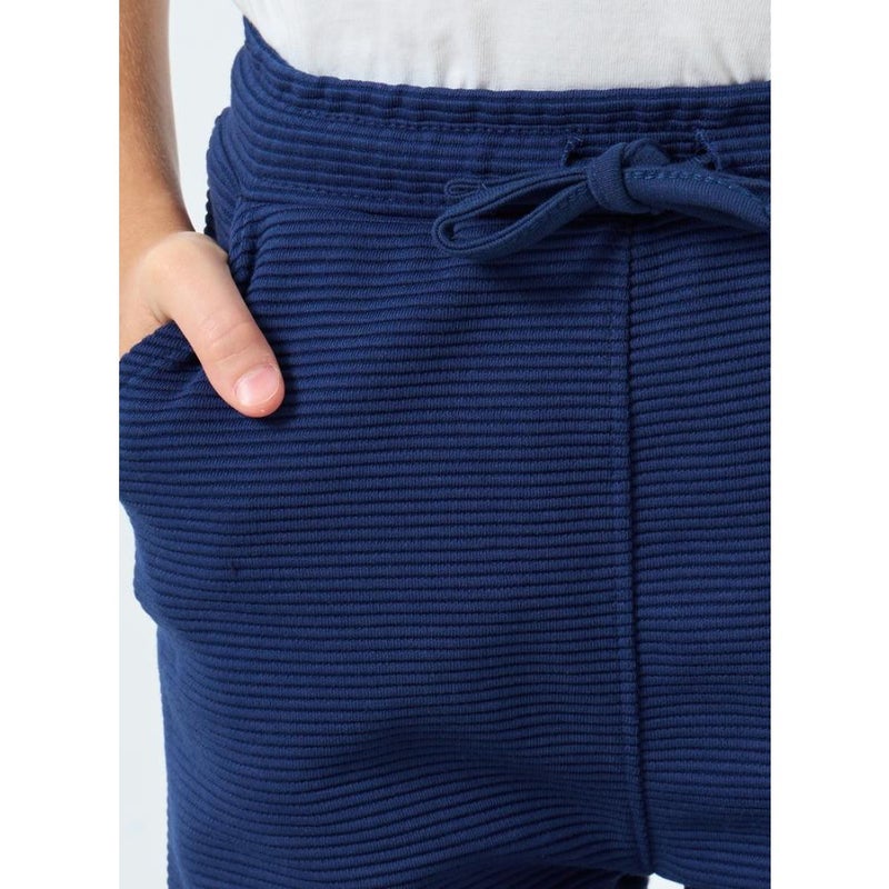 Boys Blue Textured Ottoman Joggers - Image 3