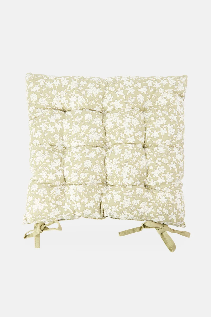 Muy Mucho Unique Floral Print Chair Cushion, Mint Green