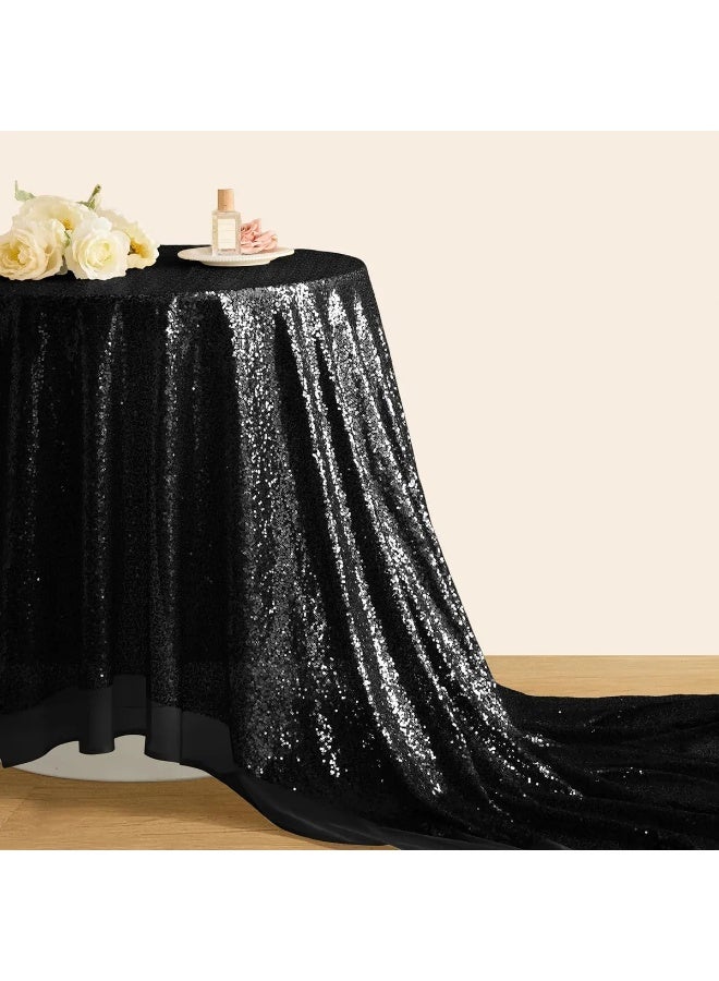 Soft Sequin Tulle Mesh Fabric,1 Meter x 1.30 M Wide Soft Material for Dress, Blouse, Saree, Shirt, Craft and Embroidery - black - Image 5