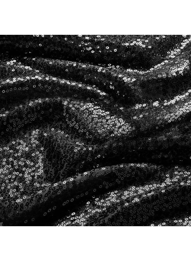Soft Sequin Tulle Mesh Fabric,1 Meter x 1.30 M Wide Soft Material for Dress, Blouse, Saree, Shirt, Craft and Embroidery - black - Image 5
