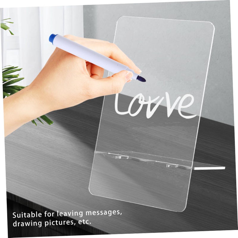 3Pcs Transparent Acrylic Memo Board Reusable Message Note Whiteboard With Base - Image 4