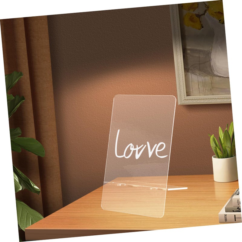 3Pcs Transparent Acrylic Memo Board Reusable Message Note Whiteboard With Base - Image 3