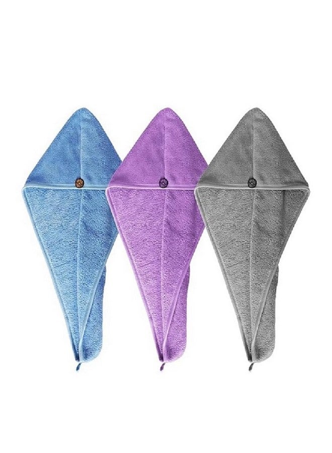 MOBDESK MOBDSESK Hair Salon Towel Multicolor Hair Towel Wrap Anti Frizz Absorbent Towel Hair Drying Microfiber Towel for Hair with Elastic Loop for Tying Head Wrap for Super Quick Drying (Pack of 3)- Ur-698 - Image 1