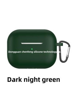 For Airpods Pro Bluetooth Headset Protective Case Apple 3 Generation Earphone Thickened Silicone Flat Bottom One-Piece-Color:j Dark Night Green Ear Shell Hook Pearlescent Bag Packaging-Applicable Model:Airpods Sleeve (2.5MM)