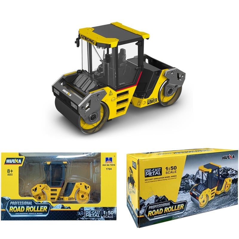 Road Roller 1/50 Diecast Model - Yellow - 1724