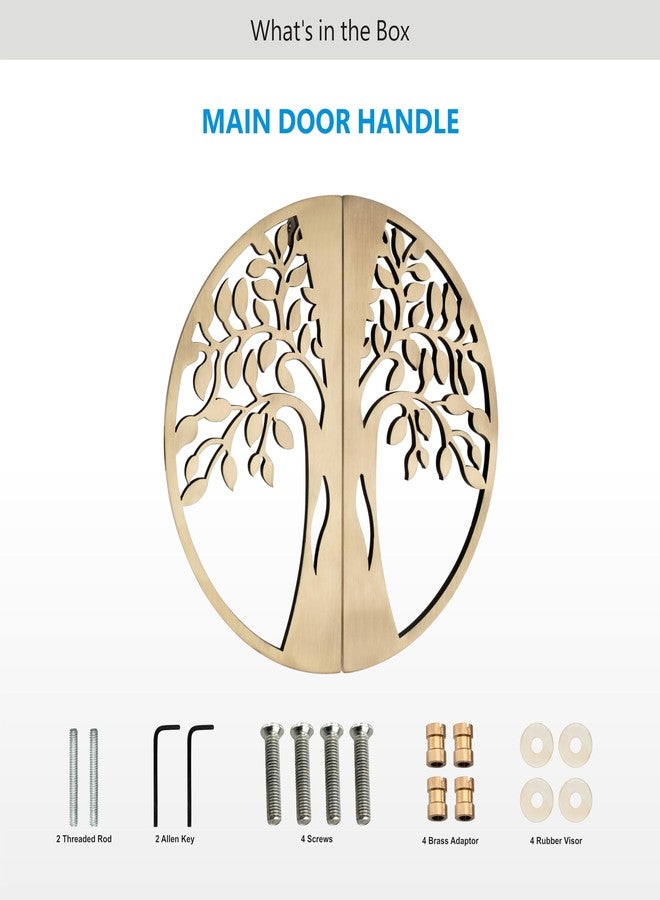 DEVDECOR Tree of Life Stainless Steel Door Pull Handles - Half-Moon Design for Double Doors - Antique Finish Decorative Handles for Main Entrance & Interior Doors - Image 3