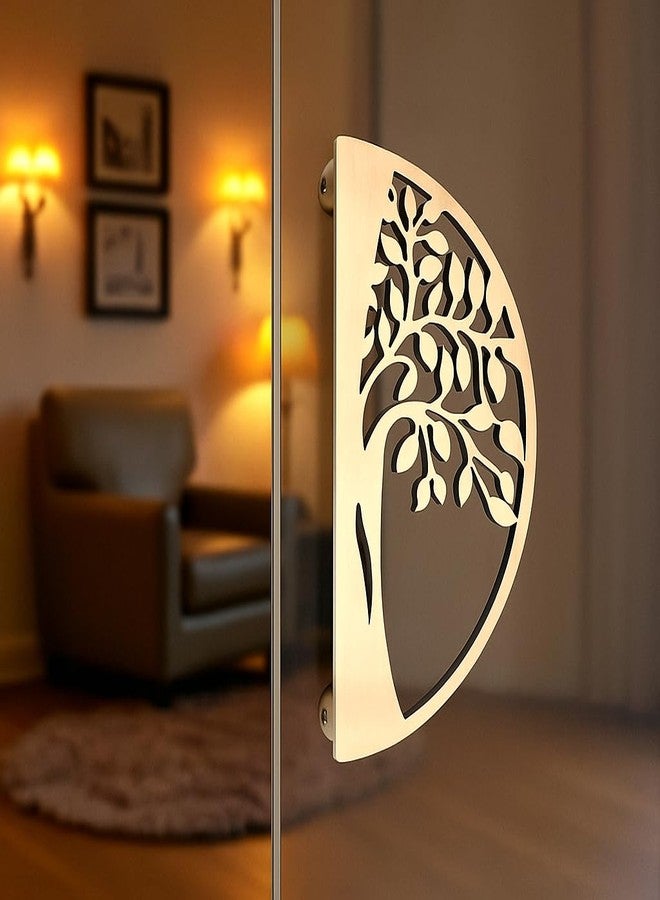DEVDECOR Tree of Life Stainless Steel Door Pull Handles - Half-Moon Design for Double Doors - Antique Finish Decorative Handles for Main Entrance & Interior Doors - Image 4