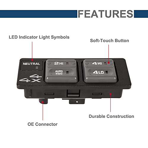 RICH AUTO 4WD Switch Four Wheel Drive Selector Switch 4x4 Compatible with Cadillac Escalade Chevy GMC 1500 2500 Suburban Tahoe Yukon Replaces# 901-130 15027104 19168765 TCA-36 1S4235 - Image 2