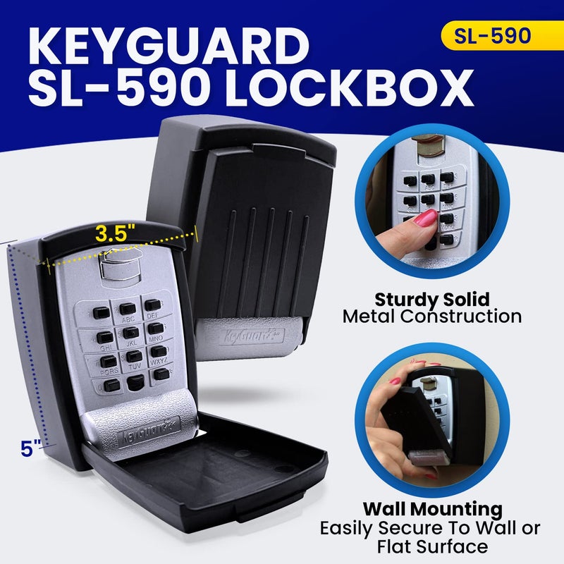 KeyGuard SL-590 Punch Button Lock Box - Secure Wall Mount Key Storage for Homes, Offices, and Rentals - Image 2