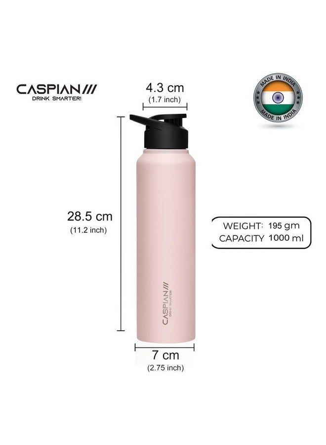 CASPIAN /// Hike Stainless Steel Sipper Water Bottle (Mist Green,Light Pink,Sky Blue, 1 Litre, Set of 6)| Leak Proof Thunder for Fridge Home Office Travel School Kids Boys Girls Adults Sports Gym Yoga - Image 3