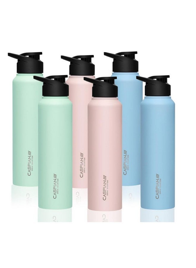 CASPIAN /// Hike Stainless Steel Sipper Water Bottle (Mist Green,Light Pink,Sky Blue, 1 Litre, Set of 6)| Leak Proof Thunder for Fridge Home Office Travel School Kids Boys Girls Adults Sports Gym Yoga - Image 2