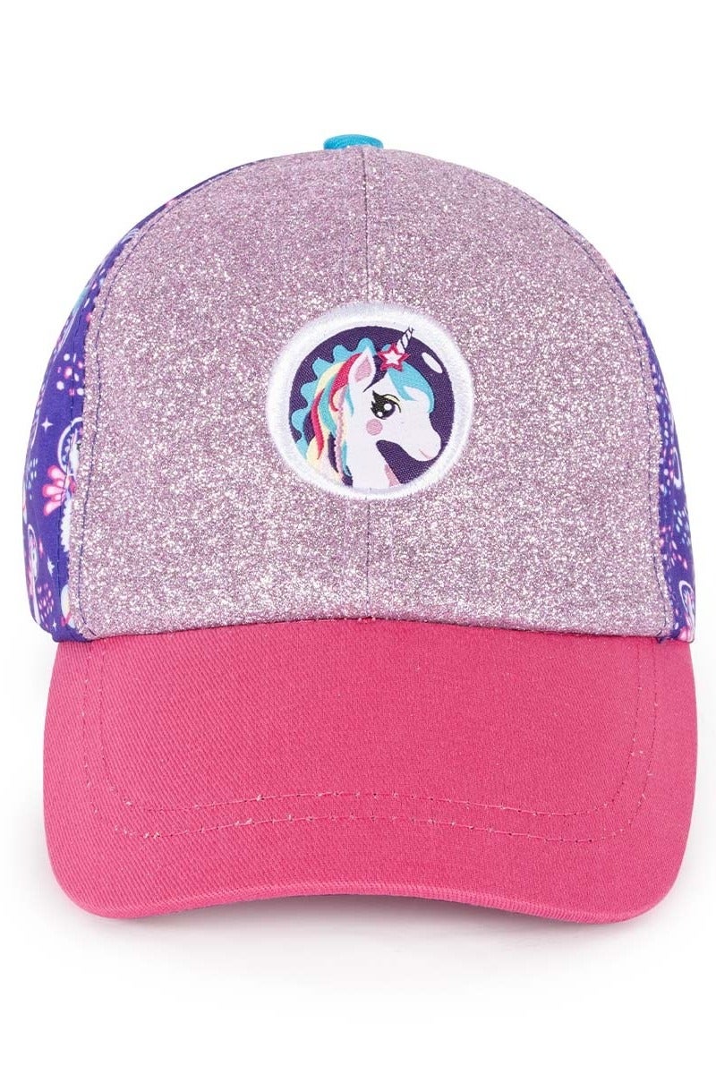 Milk & Moo Kids Cap for Ages 7-10, Cap for Girls, Unicorn Themed Head Cap, Glittery Pink and Purple Cap, Adjustable Velcro Strap, Breathable Material, Sun Protection Design – Made in Turkey - Image 2