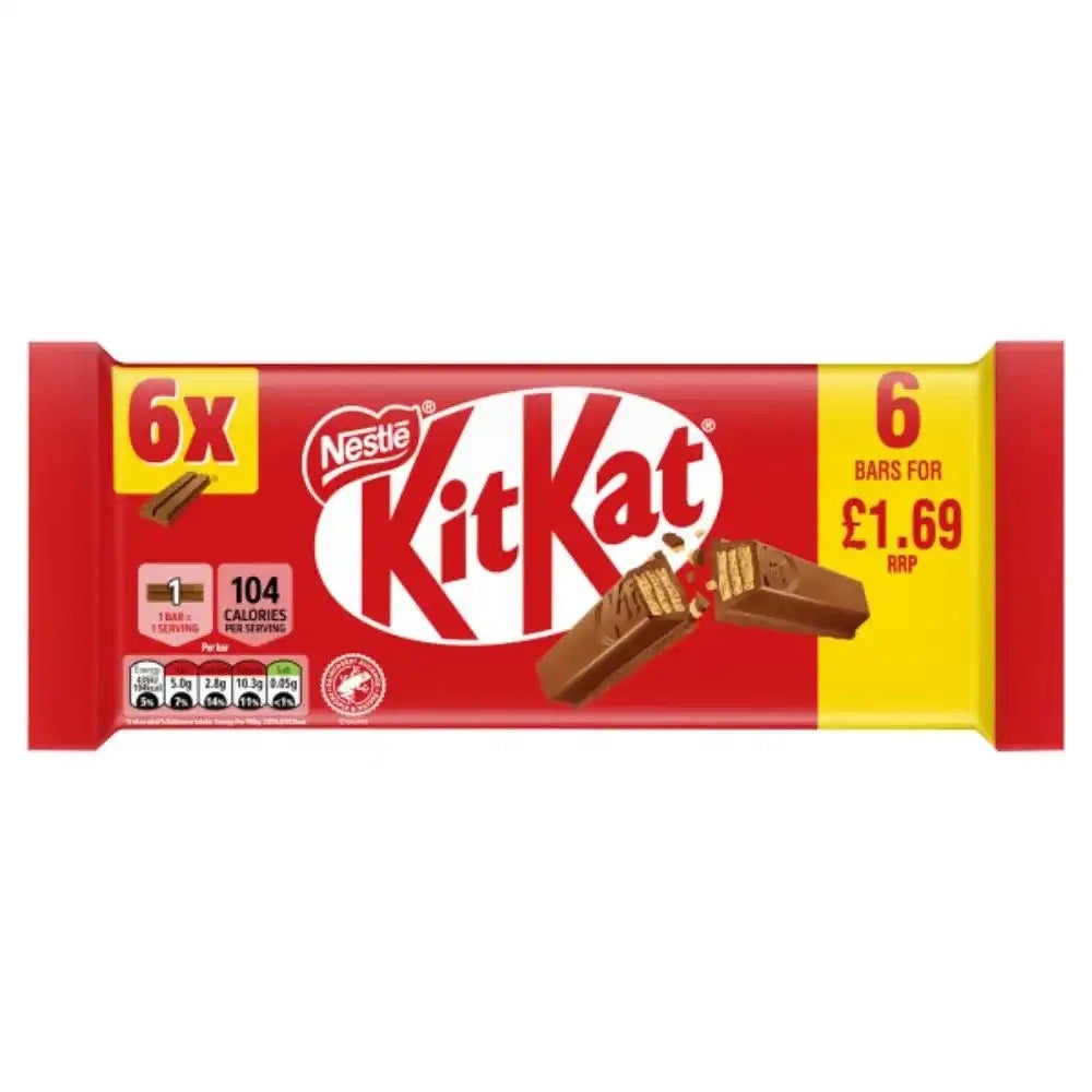 Nestle Kitkat 2 Finger Milk Chocolate Wafer Bar- 6 X 20gms