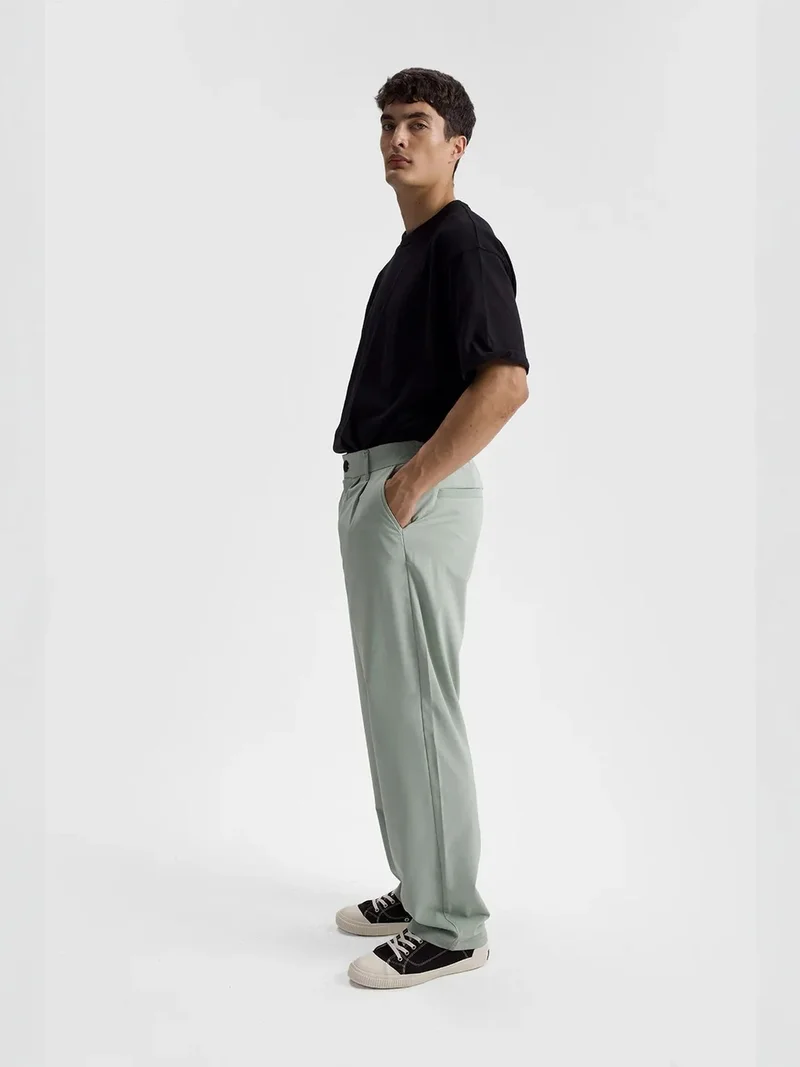 Giesto Mint Green GIESTO Men's Relaxed Fit Pleated Straight Leg Pants for Men | Best Price UAE