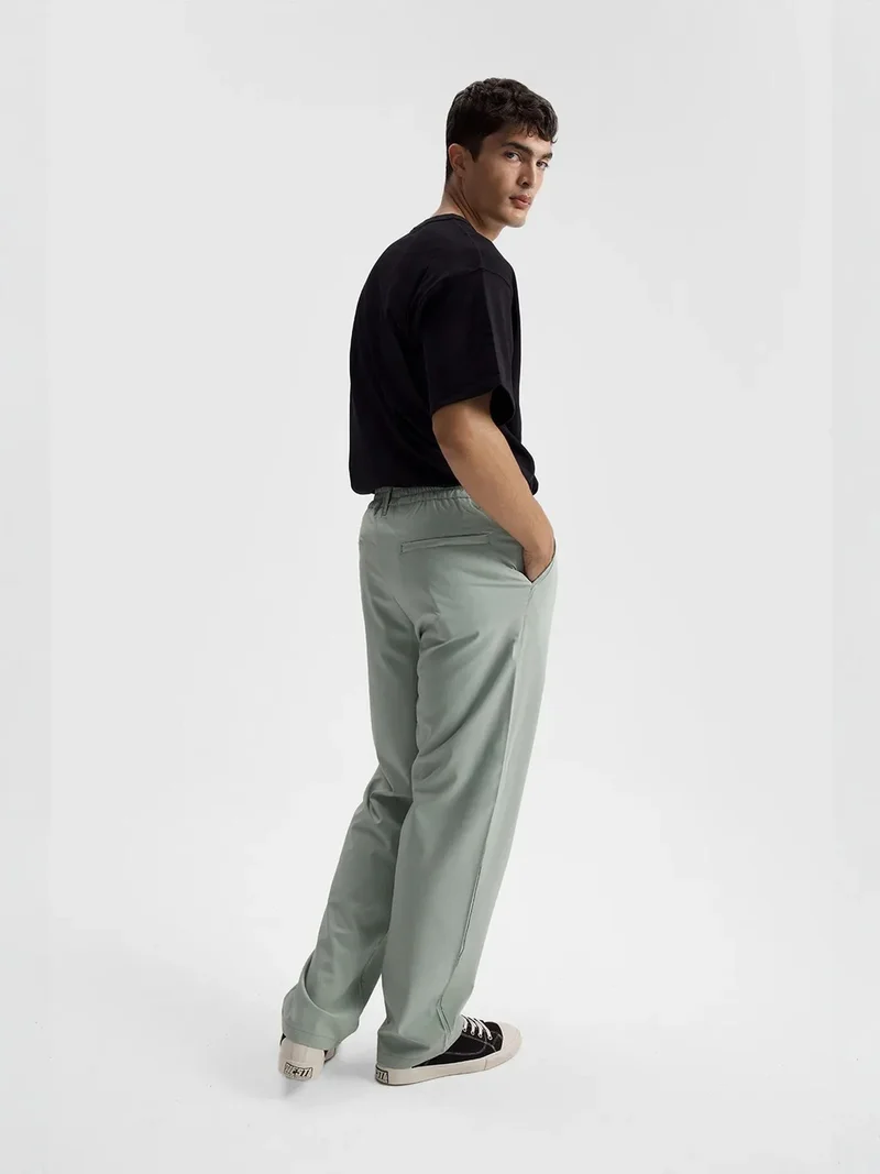 Giesto Mint Green GIESTO Men's Relaxed Fit Pleated Straight Leg Pants for Men | Best Price UAE