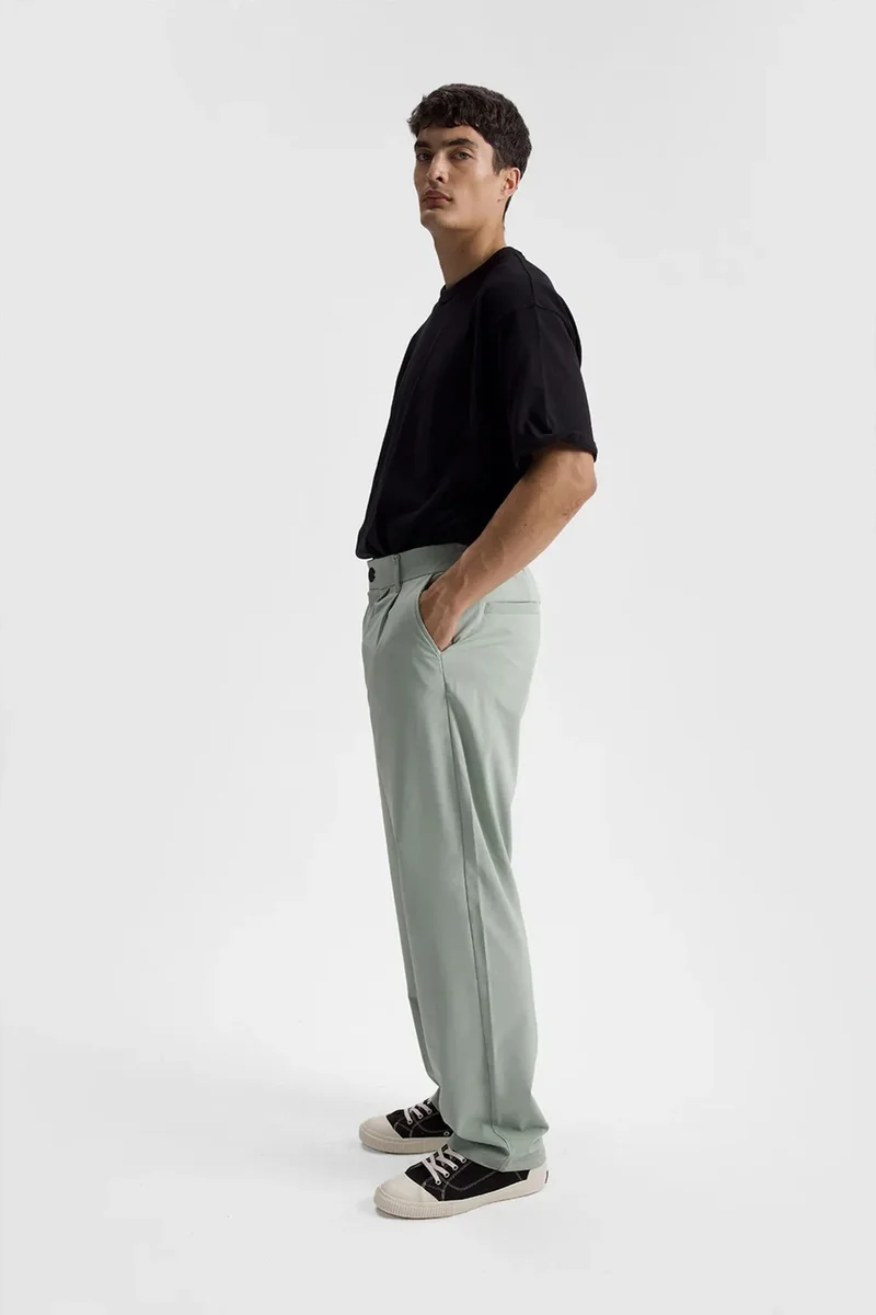 Giesto Mint Green GIESTO Men's Relaxed Fit Pleated Straight Leg Pants for Men | Best Price UAE