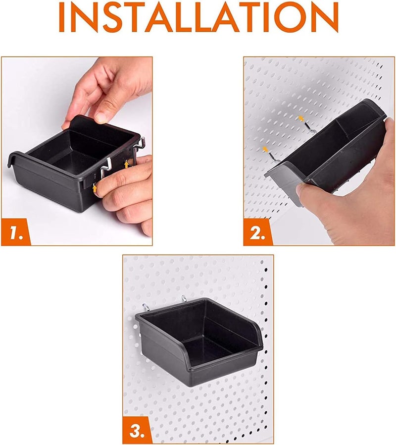 G.CORE 12 Pack Pegboard Bins with Hooks, Peg Board Hooks Assortment Organizer Accessory, Various Tools Storage Arrange System Kit for Garage Craft Workshop Workbench Hobby Office - Image 3