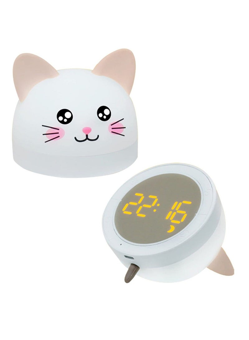 كابتن تيك SYOSI Digital Alarm Clock with Night Light, Cute Cat Digital Alarm Clock for Kid Bedroom for Bedroom Home Office Adjustable Volume and Brightness - Image 1