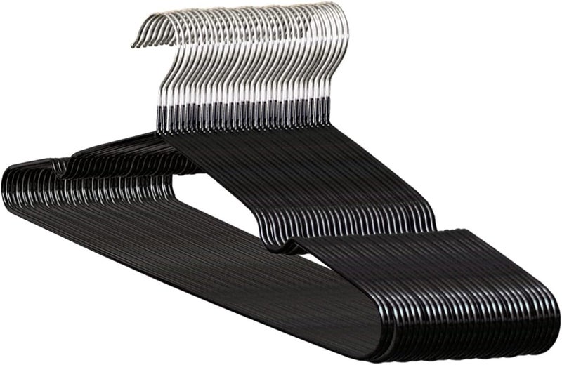 Zollyss Metal Cloth Hangers Pack of 20 | Non Slip Rubber Coated Metal Coat Rack | Heavy Duty Steel Black Closet Organizer - Image 1