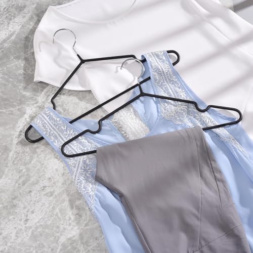 Zollyss Metal Cloth Hangers Pack of 20 | Non Slip Rubber Coated Metal Coat Rack | Heavy Duty Steel Black Closet Organizer - Image 5