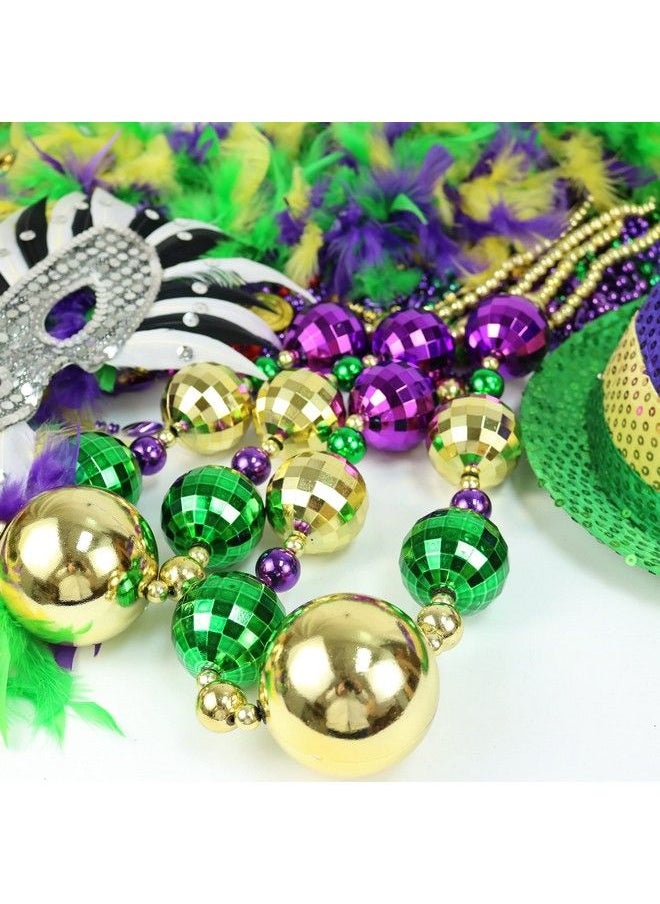 GiftExpress - 2Pc 44 Inch Mardi Gras Jumbo Bead Necklace For Party Favors Mardi Gras Festival Mardi Gras Parades - Image 1