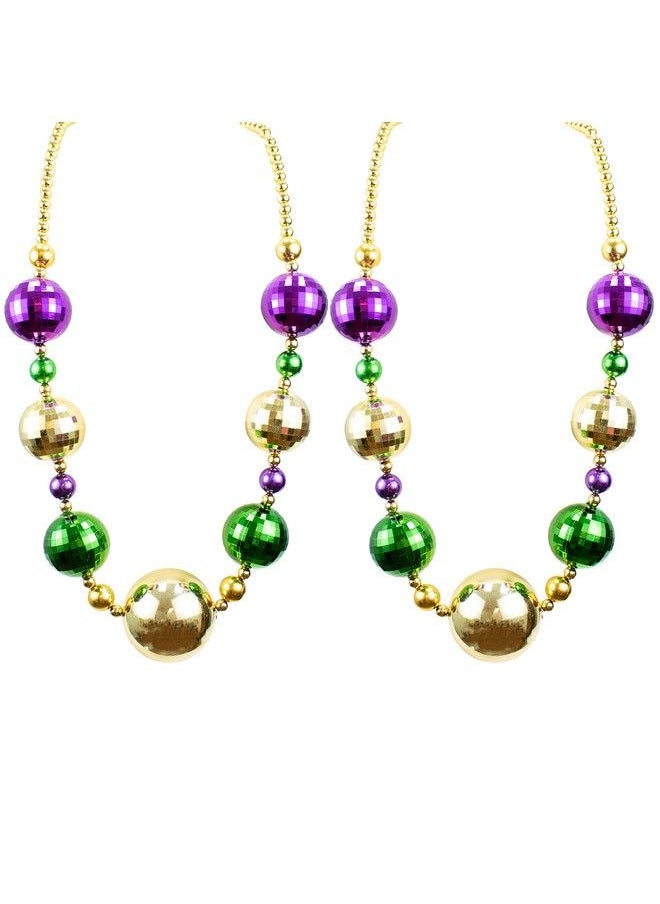 GiftExpress - 2Pc 44 Inch Mardi Gras Jumbo Bead Necklace For Party Favors Mardi Gras Festival Mardi Gras Parades - Image 1