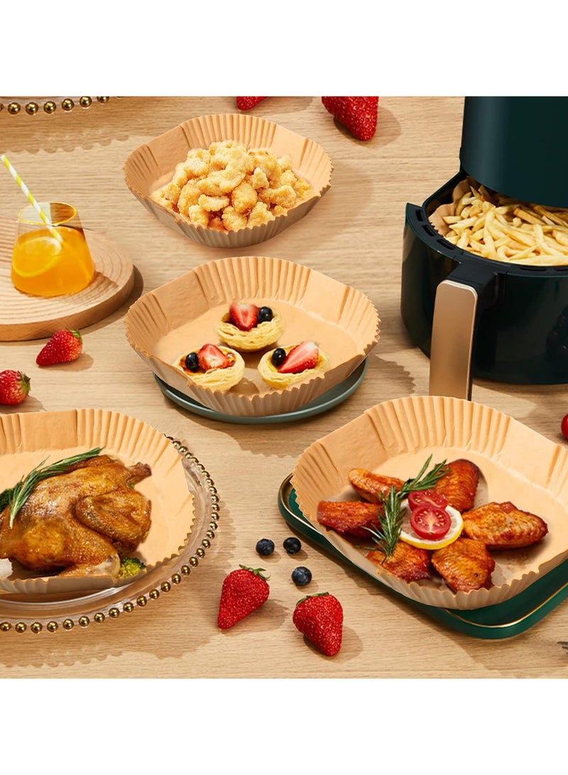 أوراق قوالب للقلاية الهوائية 100 قطعة – مقاس 20 سم – ورق خبز مقاوم للزيت والحرارة لتنظيف سهل وحماية القلاية – مناسب للدجاج، البيتزا، البطاطس والمأكولات المقلية - Image 2
