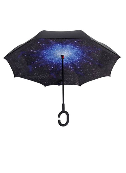 Folding C-Shaped Handle Reversible Umbrella Black